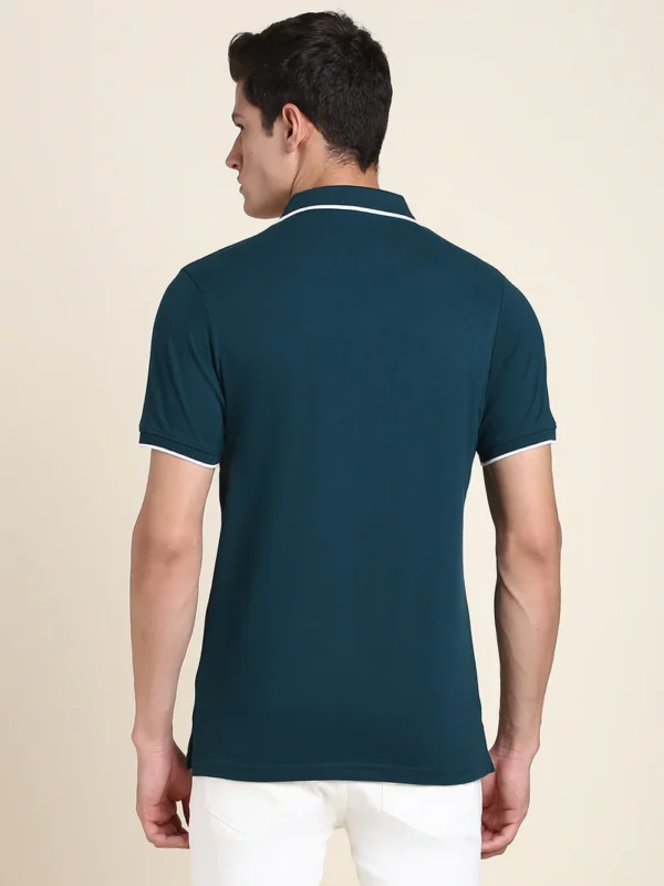 Men's Teal Solid T-shirt - Image 4