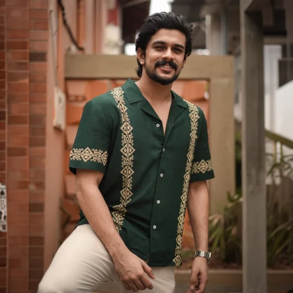 Green Panel Men Shirt - Image 4