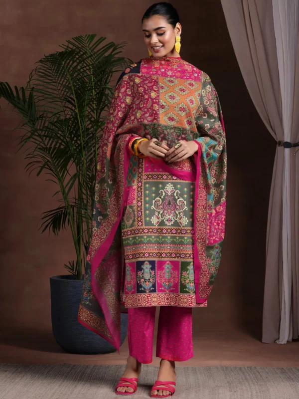 Women Multi Printed Poly Crepe Straight Suit With Dupatta