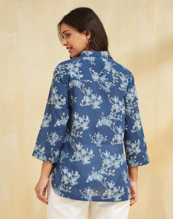 Women Blue Cotton Printed Shirt - Image 5