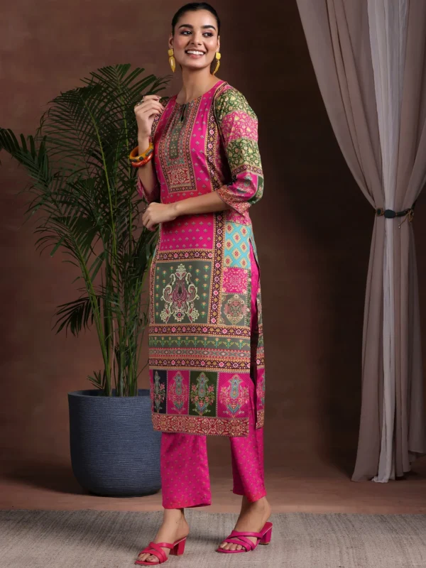 Women Multi Printed Poly Crepe Straight Suit With Dupatta - Image 4