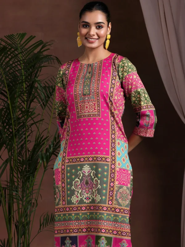 Women Multi Printed Poly Crepe Straight Suit With Dupatta - Image 6