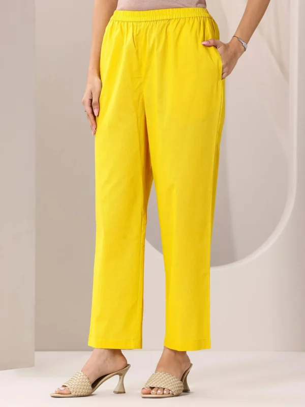 Yellow Printed Cotton Straight Suit Set With Dupatta - Image 6