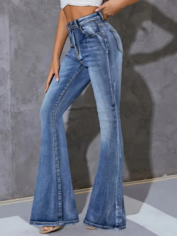 Women Blue Sturdy Wash Flare Bootleg Jeans - Image 3