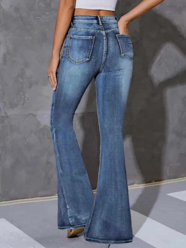 Women Blue Sturdy Wash Flare Bootleg Jeans - Image 2