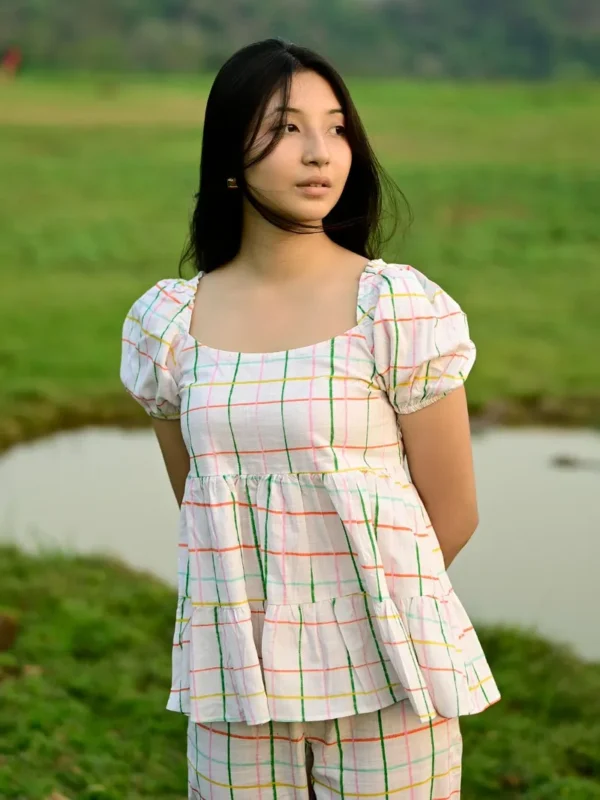 Women White Printed Cotton Top - Image 3