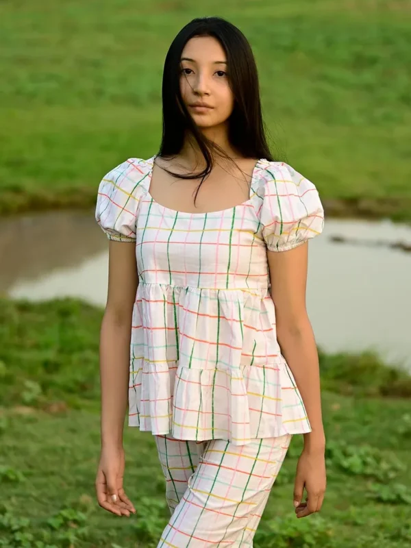 Women White Printed Cotton Top - Image 2